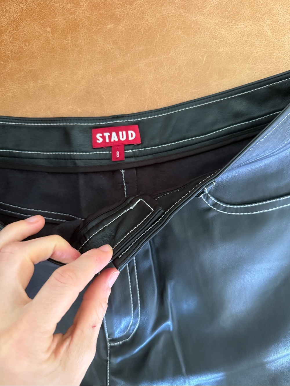Faux Leather Straight Leg Pants